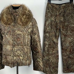 Bogner Womens Ski Down Jacket Pants Set Suit Fur 6